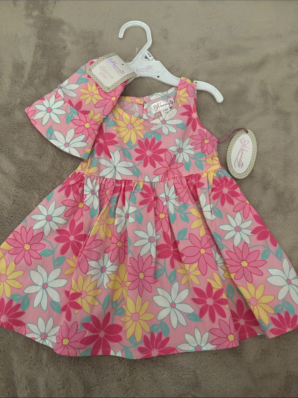 Girls Pink Floral Sundress - Lightweight Sleeveless Dress